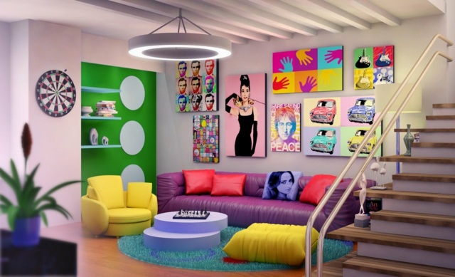 Einrichtung Ideen Wohnzimmer Plakate Wand Gestaltung Farben