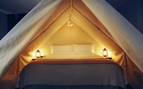 Bett-Camping Zelt romantische Beleuchtung-mit Kerzen oder Laternen