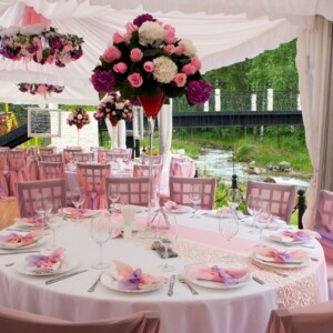 Gartentisch-Tischdecke-Hochzeit-Baldachin