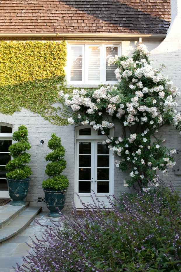 Ideen schöner Garten englischen Stil Hausfassade bepflanzen