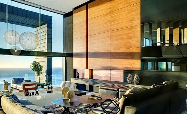 Holzwand Kaffeetisch Bodenbelag moderne Möbel