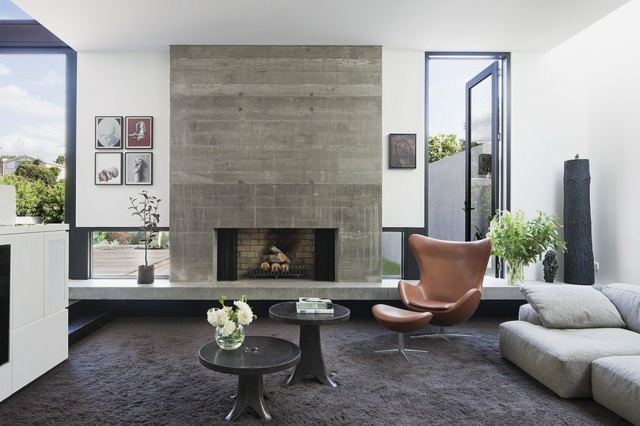 Wohnideen Teppich graue Farbe Sofa Lederstuhl