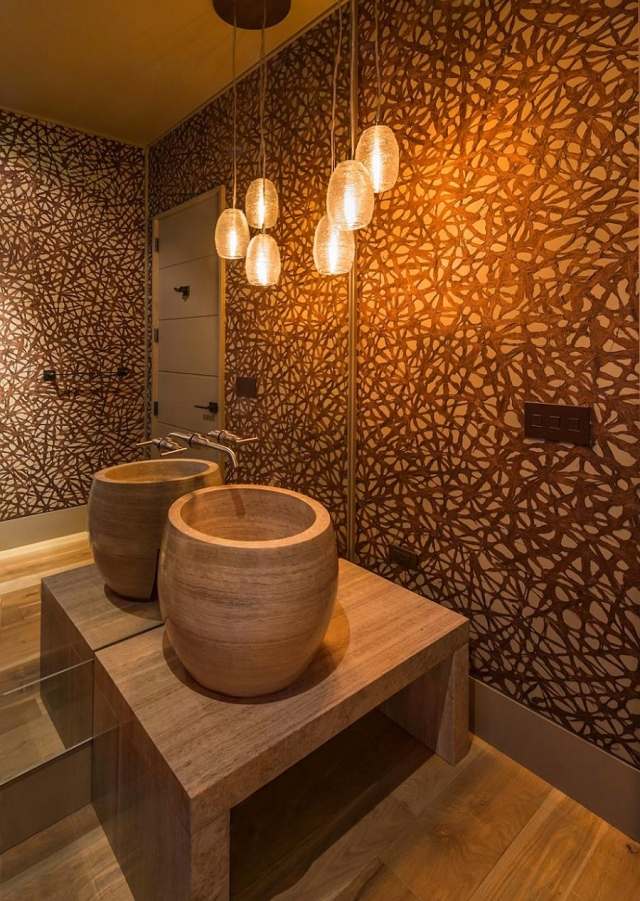 badezimmer-beleuchtung-pendelleuchten-wanddeko-wandspiegel-rundes-waschbecken