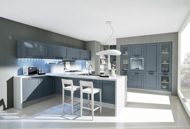blaue küchenschränke moderne Beleuchtung küchenkonzepte-colombini-casa