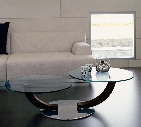 design couchtisch rund glasplatten modernes wohnzimmer