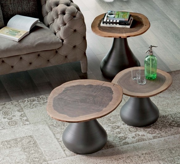 design couchtische holz baumstamm tischplatte sofa beistelltische
