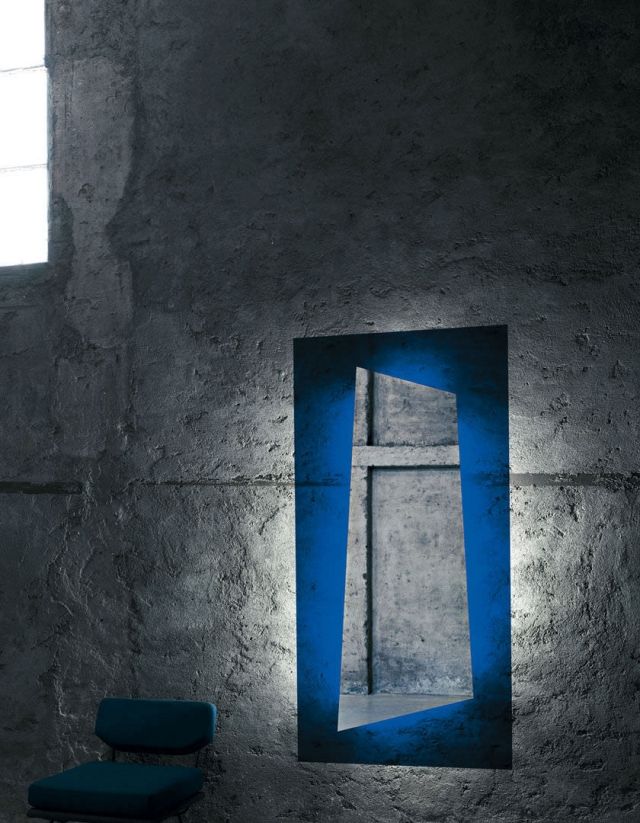 design spiegel beleuchtung blau rahmen RAINBOW Nanda Vigo