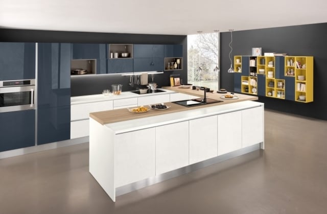 designer ambiente-kochinsel holz arbeitsplatte für küche offene regale-gelb blau