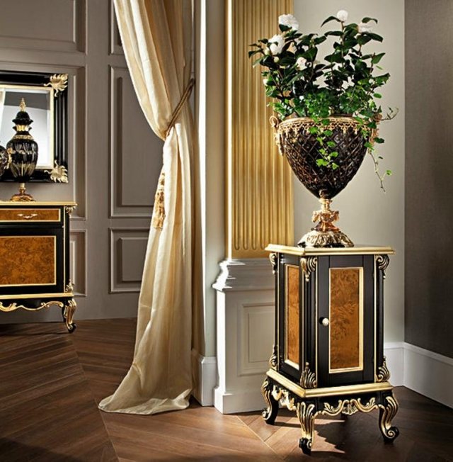  vase gold schwarz verziert Modenese Gastone group massivholz