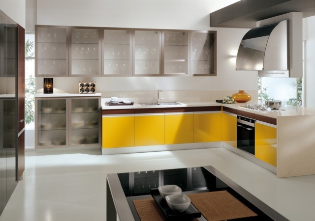 l küche design-leuchtend gelbe kunststoff schranktüren milchglas schrank-türen