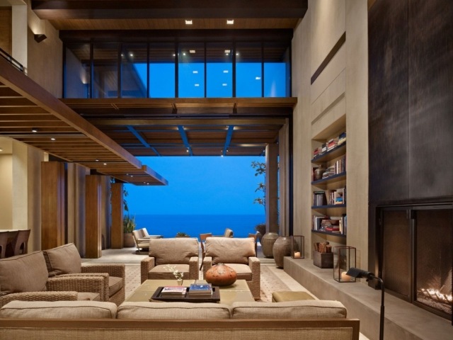 moderne ferienvilla strand wohnzimmer terrasse klappfenster meerblick