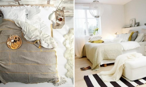 Ideen für schlafzimmer gemütliche Betten weiche tagesdecken