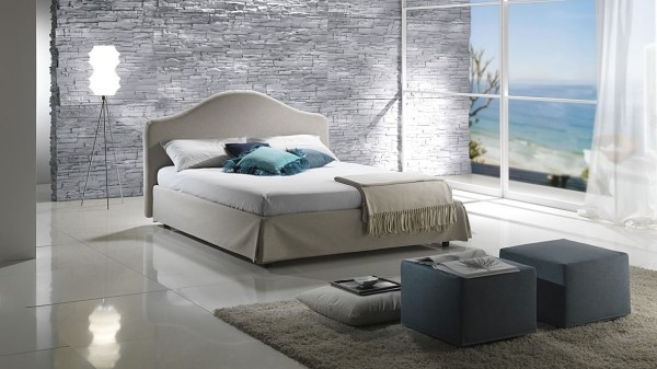 gepolstert Bett-freistehende Positionierung-Schlafzimmer modern gestalten