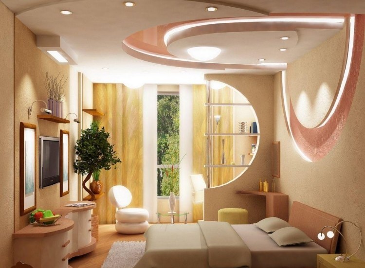 ideen-deckengestaltung-beispiele-schlafzimmer-pastellfarbe-rosa-beige-beleuchtung