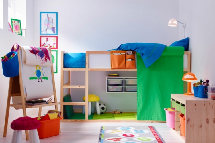 ideen für kinderzimmer hell holz bunt farben skandinavisch ikea