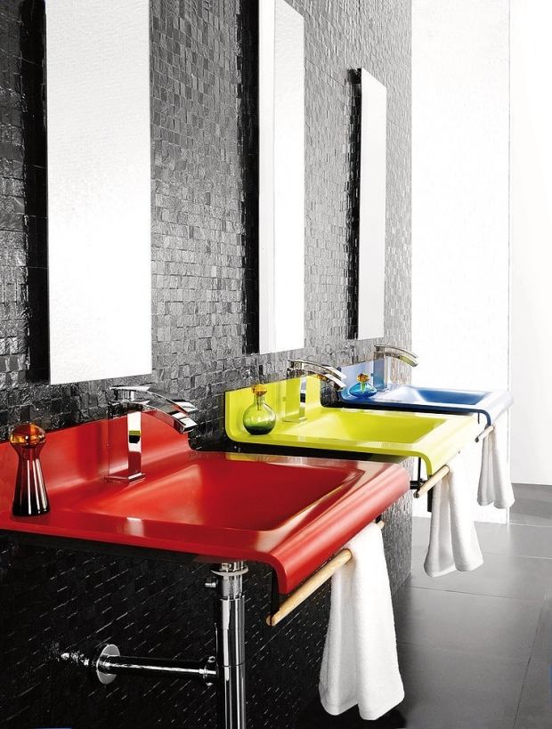 industrial-chic-bad-design-ideen-waschbecken-wandhängend-rot-gelb-blau