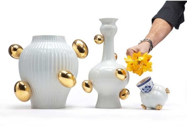 keramik vasen goldene verzierungen DELFT BLUE Moooi