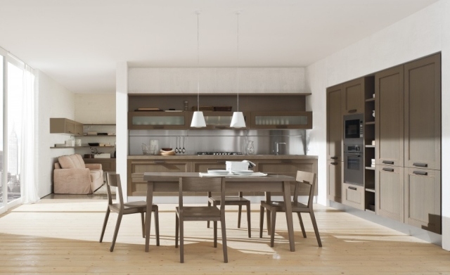 klassische einbauküche möbel design schrankfronten holz essbereich anordnen
