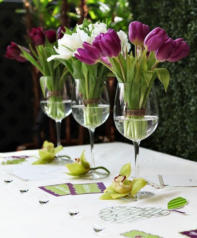  Tulpen in Weingläser Tisch Deko Ideen schön edel wirken
