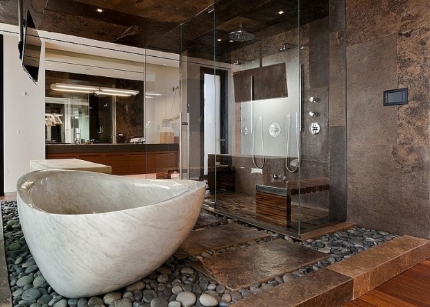 marmor-badewanne-modern-design-boden-flusssteine-holz-verkleidung