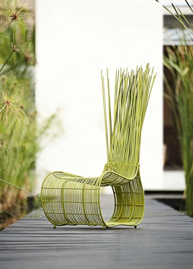 Möbel-Kollektion aus Rattan garten design grün sessel rückenlehne