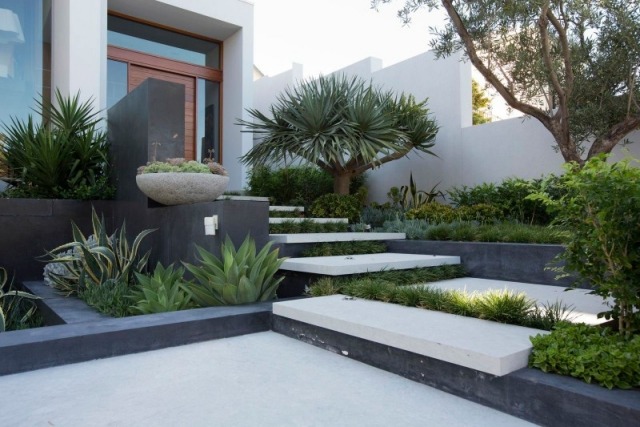 moderne Gartenlandschaft gestaltung-betonplatten treppenweg