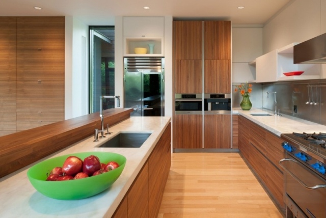 moderne küchenlösungen-furnierholz küchen fronten-kunststoffplatte kratzfest