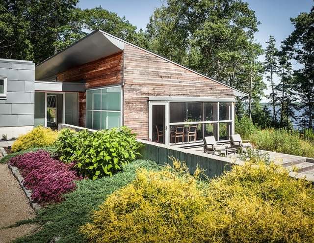 Holz Wandverkleidung-Designer Haus Landschaft-Farben Blumenbeete Gestaltung