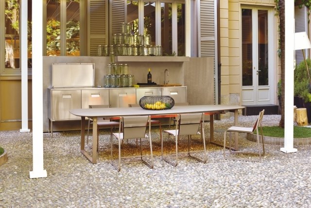 outdoor-küche artusi arclinea edelstahl terrasse essbereich