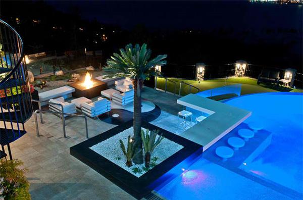 pool terrasse palmen sitzbereich lounge ambiente