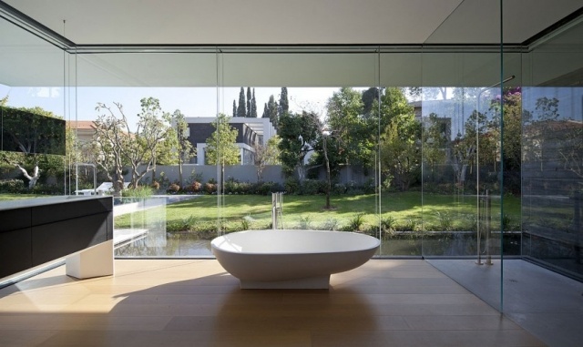 Designer badmöbel-set moderne badewanne-oval glas-wand verglasung