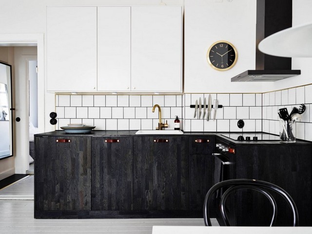skandinavischen Stil Schweden Küche Untrschränke Holz Messing Armaturen