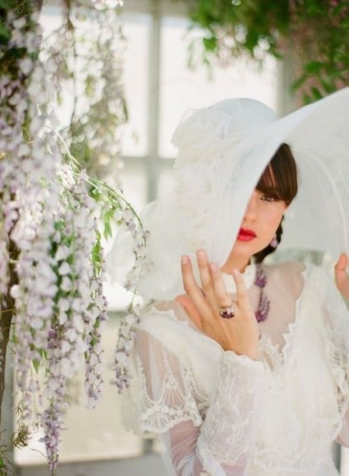 verspielt Hut Hochzeitskleid vintage retro Styling
