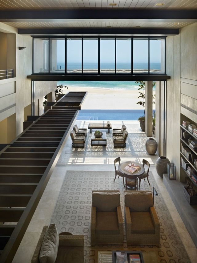 luxus strandvilla innen modern terrasse wohnbereich offen