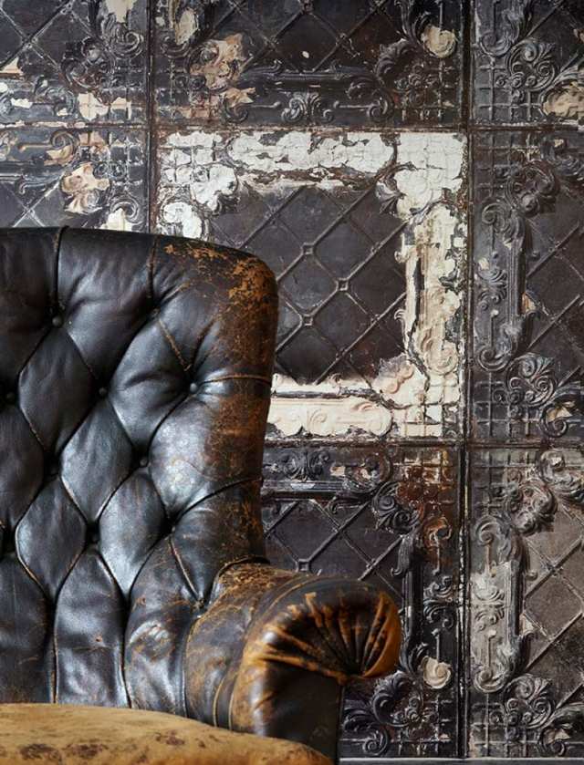 tapeten wohnzimmer vintage kachel imitation braun brooklyn tins