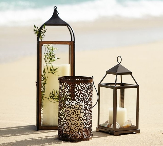 feiner sandstrand laternen metall 3er set-stumpenkerzen dekorativ