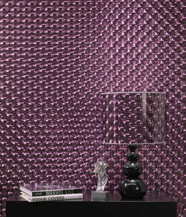 wohnzimmer tapeten luxus lila geometrische muster cassiopeia