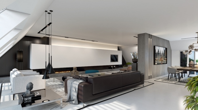 3d-visualisiert-Penthouse-Wohnung-Düsseldorf-Schräge-Dachform-Loft-Stil
