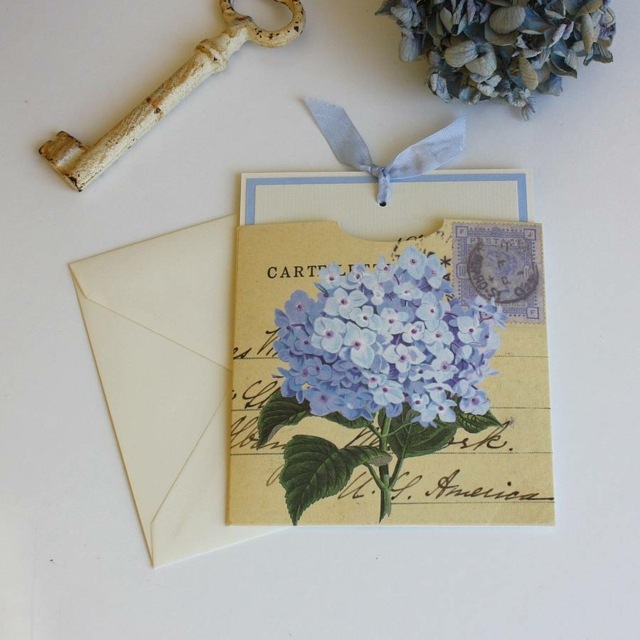  Hochzeit Hortensien bedrücken Brief Umschlag