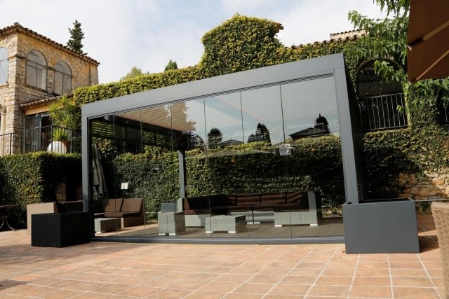 Bioklimatische Terrassen überdachung-Biossun Aluminium Verglaste Front