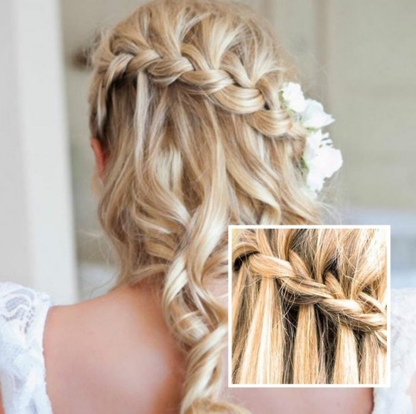 Hochzeit Haarstylings romantisch geflochtene Strähne-Blumenschmuck im haar