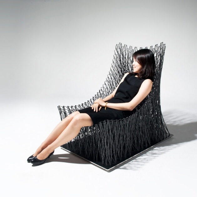 Schwarz glänzende Carbon-Faser Armlehnstuhl-Design Luno-ergonomischer Sitz
