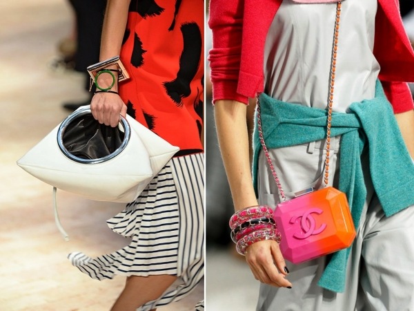 weiße-Handtasche-Pink-Orangefarbene-Shopper