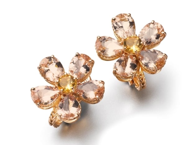 Clip-Ohrringe-Dolce-Gabbana-Blütenform-Trend-schmuckkollektion-rosa-turmalin