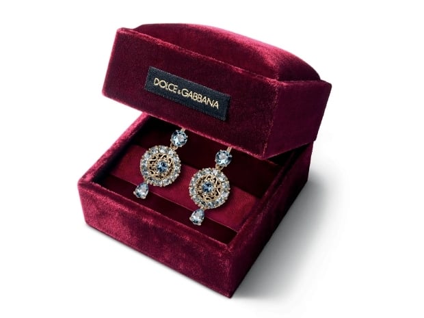 Dolce-Gabbana-Damen-Schmuck-2014-gold-ohrringe-aquamarin-filigrane-verzierungen