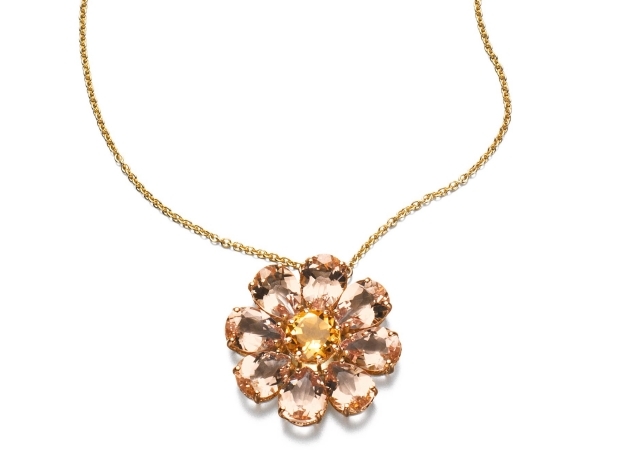 Dolce-Gabbana-Damen-Schmuck-vergoldete-halskette-anhänger-blütenform-edelstein