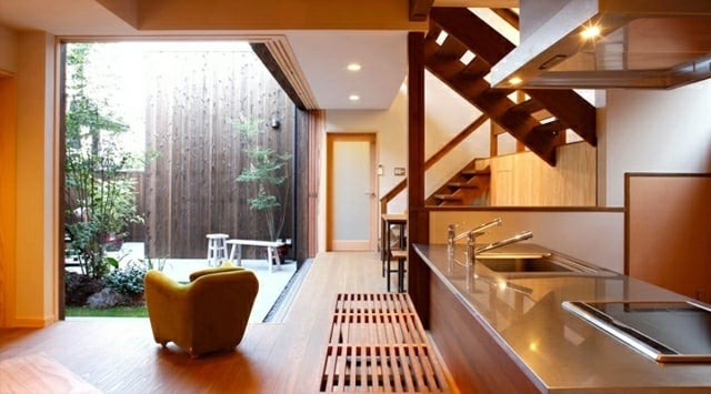 Sessel Haus japanischer Stil Glas Fronten Treppe
