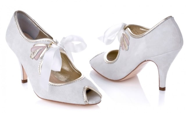 Retro Schuhe für Hochzeit-offene Zehenspitzen-dezente Schleifenbänder