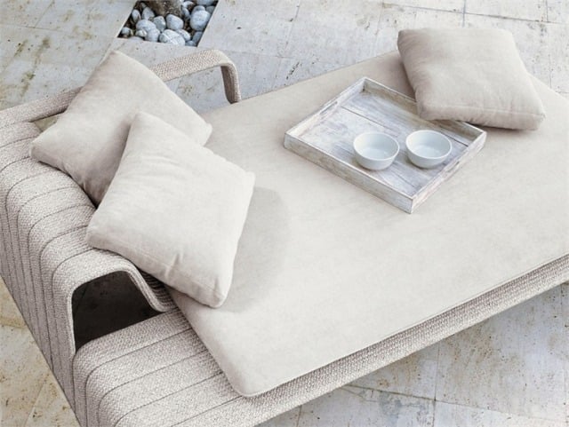 Gartenmöbel Liege FRAME daybed-ablagefläche für Gläser kopfkissen-polster-beige