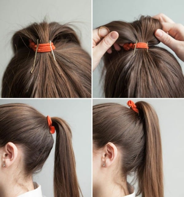Pferdeschwanz-orange-Haarspange